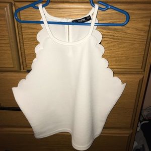 SOLD white scallop crop top